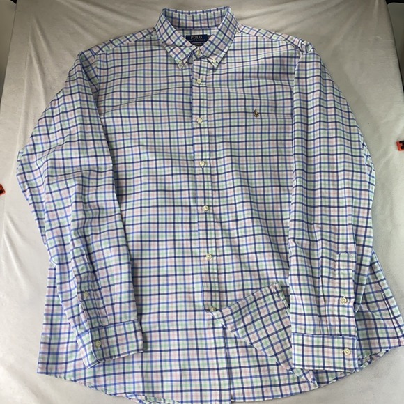 Polo Ralph Lauren Shirt Flesh Pony Mens XXL Pink Green Blue Classic Valentines - Picture 2 of 16